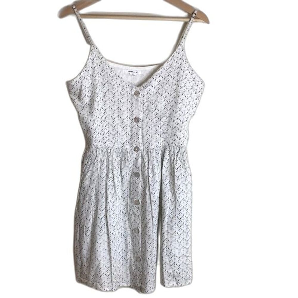 O'Neill Women's Vivette Button Front Mini Dress White Black Size Medium